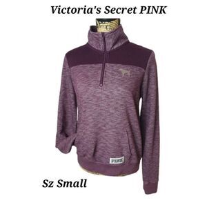 Victoria's Secret PINK Women's Heathered Purple Half-Zip Pullover Sweatshirt S